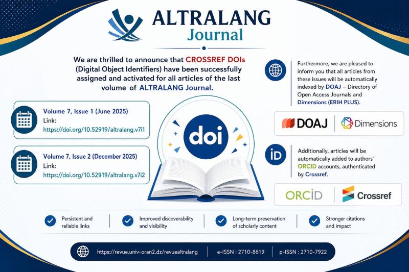 Le laboratoire LOAPL annonce l’intégration des DOI Crossref pour le volume 7 de la revue ALTRALANG